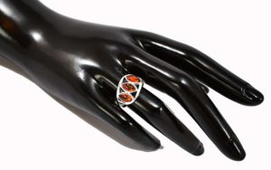 strieborny jantarovy prsten Glare 41