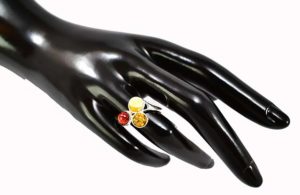Strieborný jantárový prsteň Glare 50