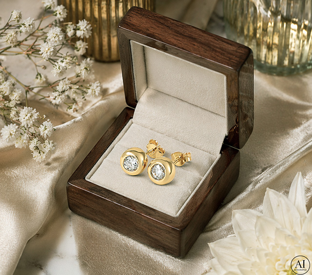 Zlaté náušnice 14k Glare 156 – Obrázok 3