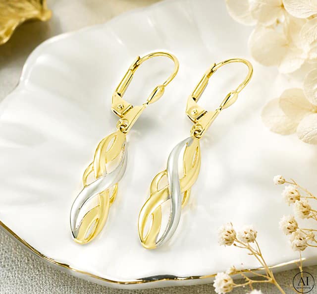 Zlaté náušnice 14k Glare 411 – Obrázok 2