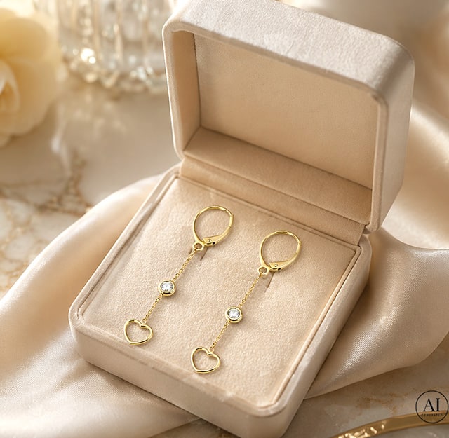 Zlaté náušnice 14K Glare 1089 – Obrázok 4